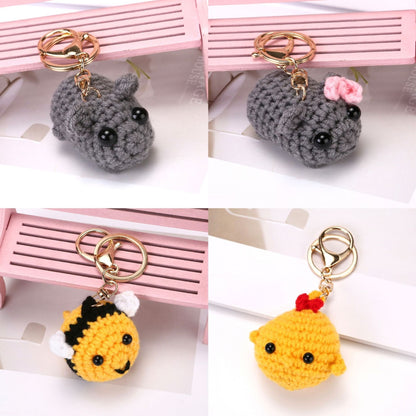 Hand-woven Bee Sad Hamster Keychain