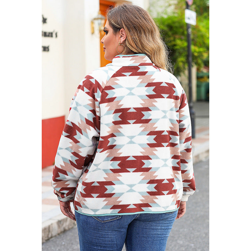 Chaqueta informal holgada con estampado geométrico para mujer