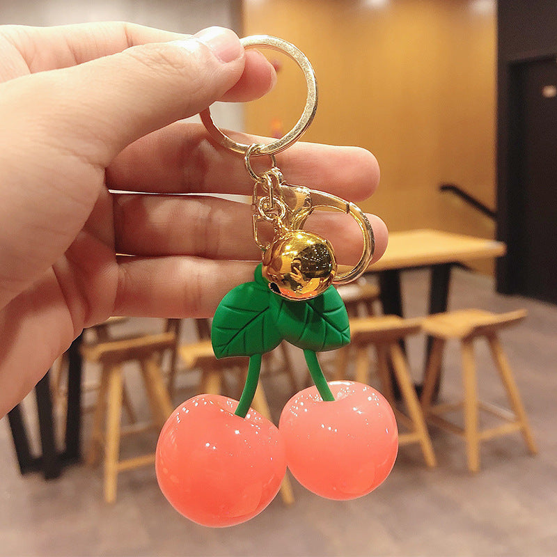 Creative Cartoon Fruit Cherry Acrylic Schoolbag Keychain Pendant