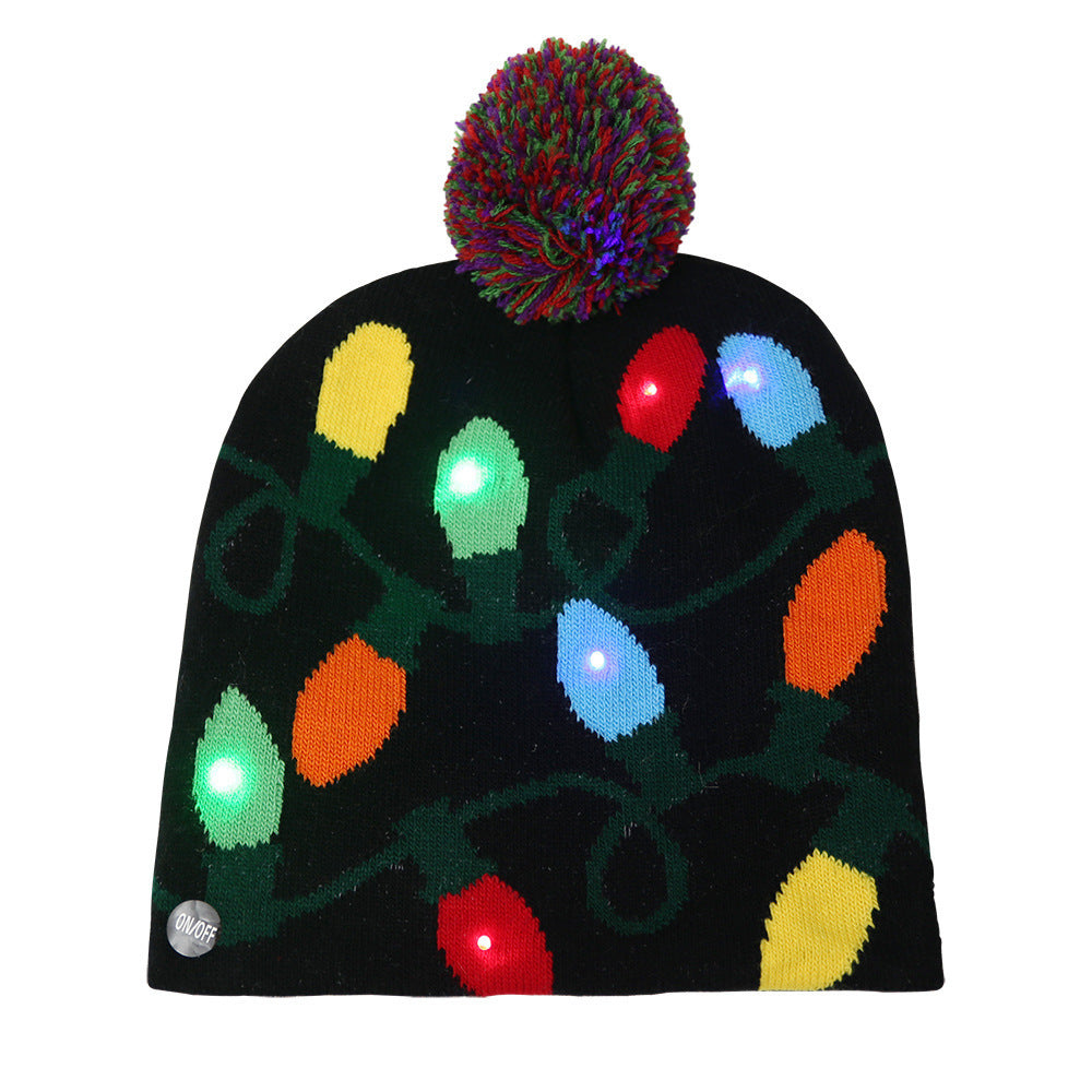 Gorro navideño de punto con luces LED