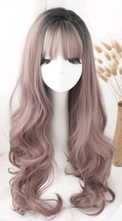 Fashion big wavy long curly pear flower air bangs chemical fiber wig headgear