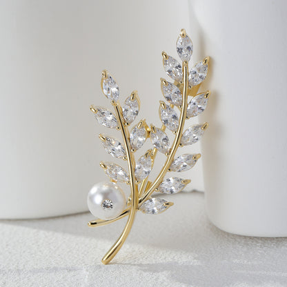 High-grade Leaf Pearl Brooch For Women