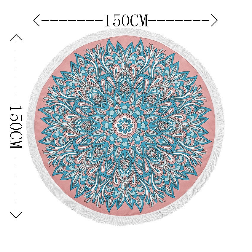 Summer round printed beach towel