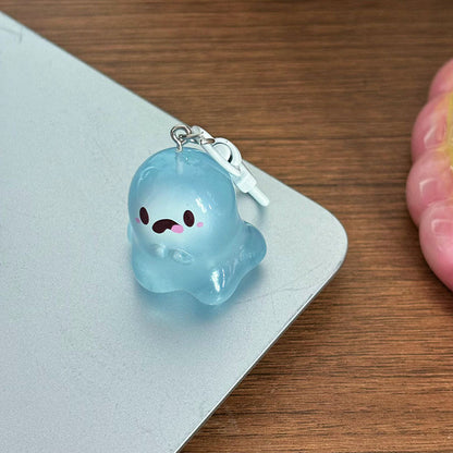 Halloween Jelly Ghost Keychain Cartoon Luminous Pendant