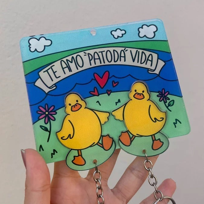 Llavero creativo y divertido con forma de pato en pareja