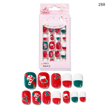 24 piezas de uñas navideñas para niños