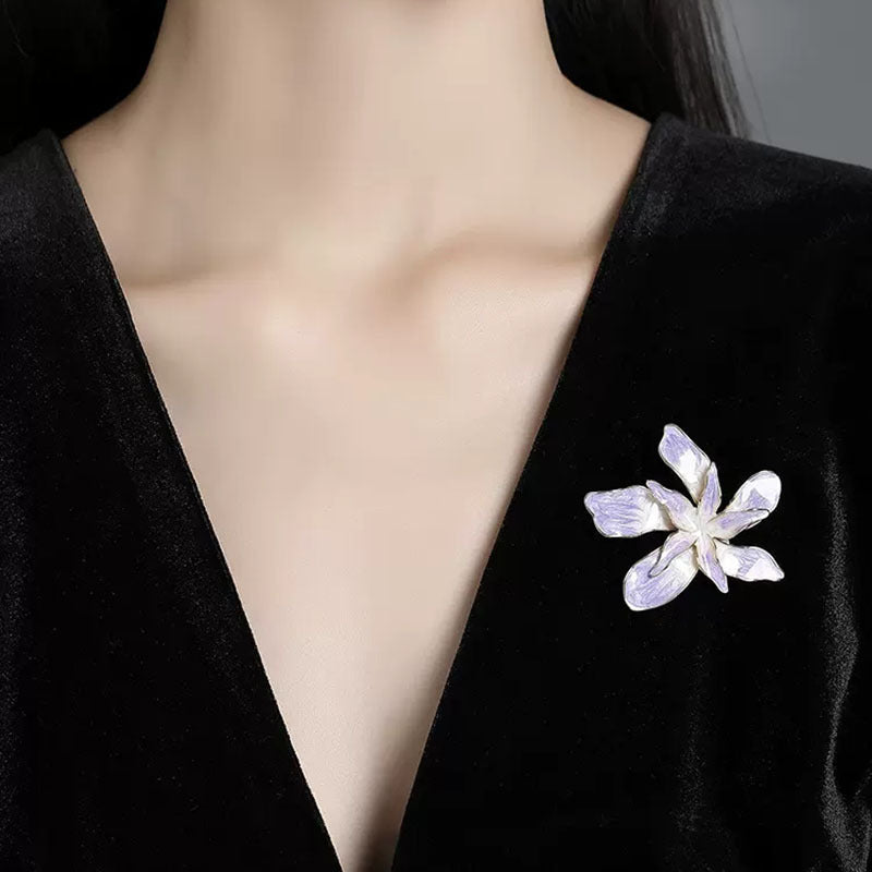 Broche de flor morada, elegante alfiler, accesorio para ropa