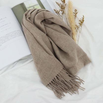 Solid Color High-grade Versatile Winter Thickened Wool Scarf For Women