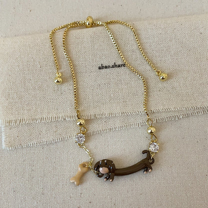 Collar con forma de perro salchicha de dibujos animados y anillo para la oreja