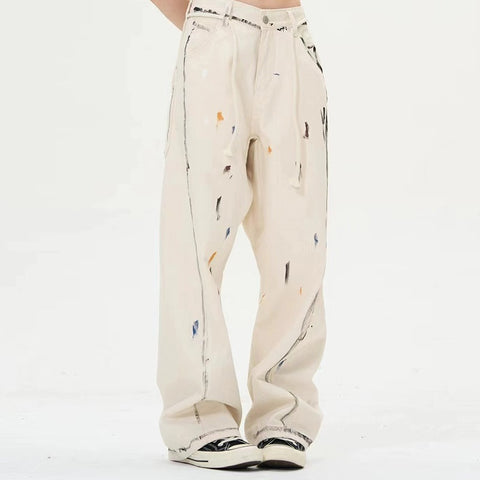 Pantalones con diseño de grafiti y estilo salpicado de pintura