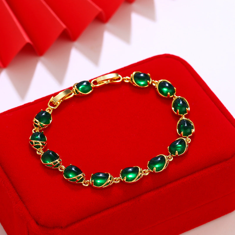 Emerald Malay Jade Elegance Retro Bracelet