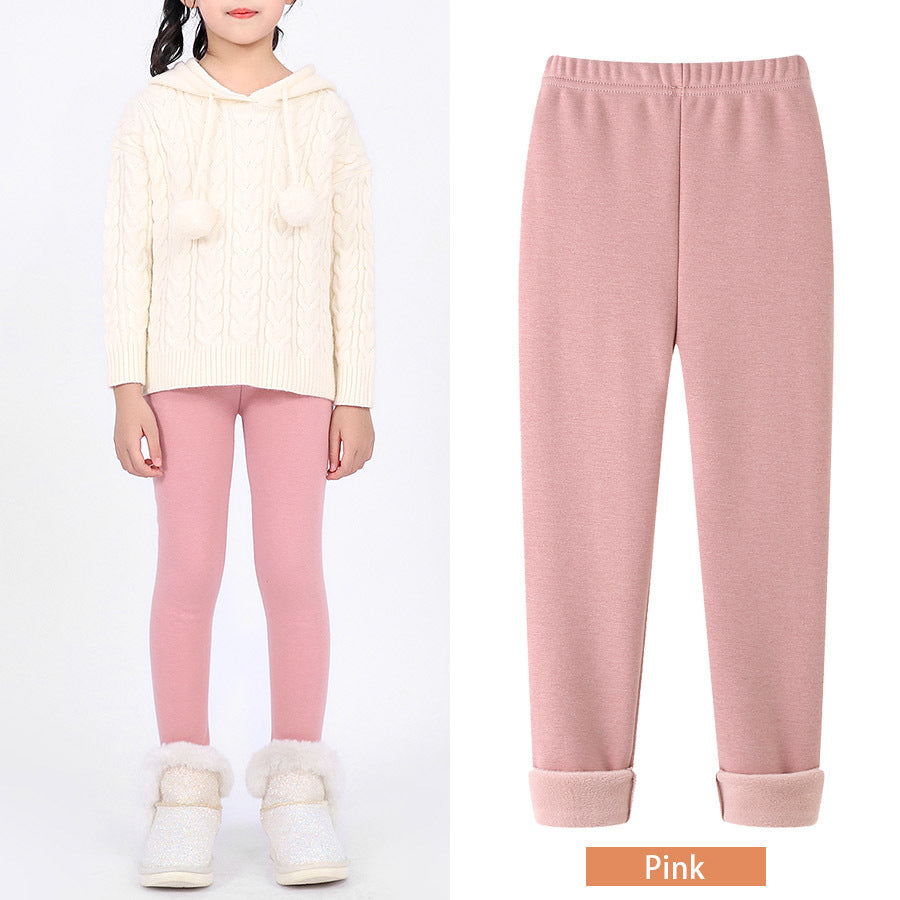 Leggings para niñas con forro polar y pantalones cortos cálidos de gran venta en otoño e invierno