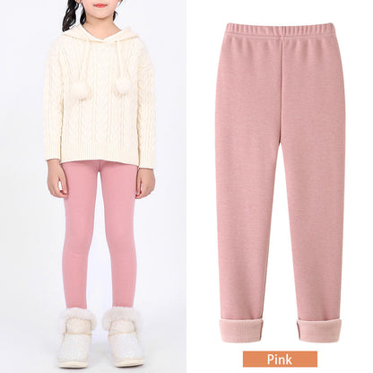 Leggings para niñas con forro polar y pantalones cortos cálidos de gran venta en otoño e invierno