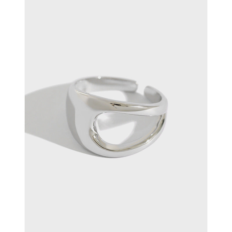 Anillo de plata esterlina S925 INS estilo frío minimalista hueco brillante femenino