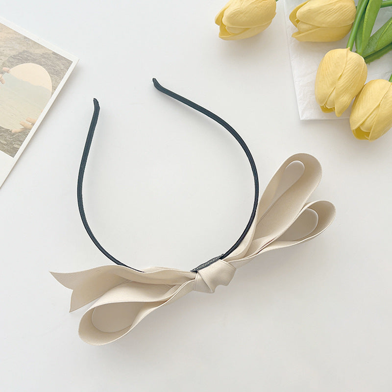 Simple High-grade French Satin Bow Headband For Women