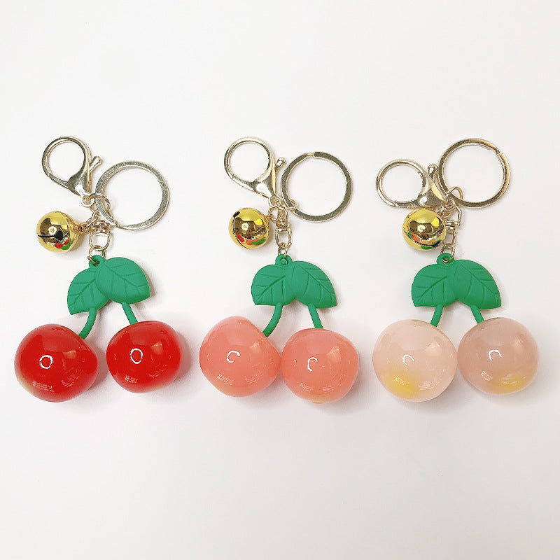 Creative Cartoon Fruit Cherry Acrylic Schoolbag Keychain Pendant