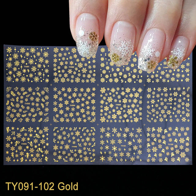 Christmas Laser Snowflake Elk Nail Art Sticker