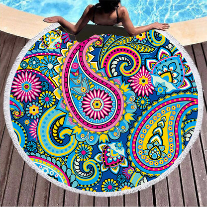 Summer round printed beach towel