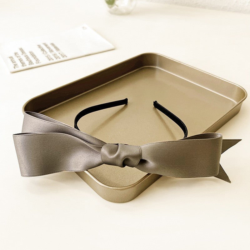 Simple High-grade French Satin Bow Headband For Women