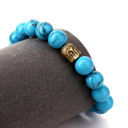 Pulsera de hip hop con piedra de cabeza de Buda