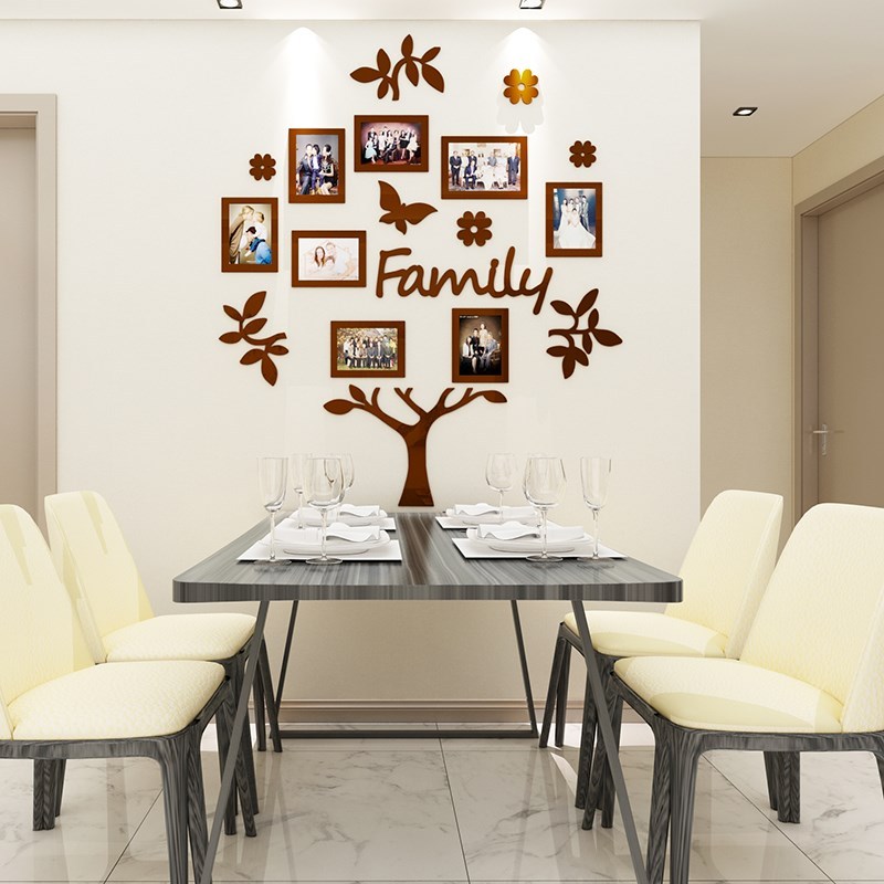 Adhesivo de pared 3D con marco de fotos y árbol