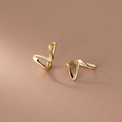 S925 Sterling Silver Ear Clip Wave Pattern Cold Style