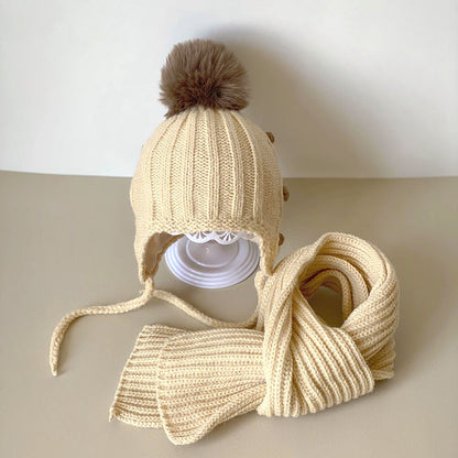 Conjunto de dos piezas de gorro y bufanda para niños, traje de bebé coreano