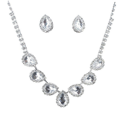 The New Bride Jewelry Color Diamond Earrings Necklace Fashion Necklace Set Can Be Customized