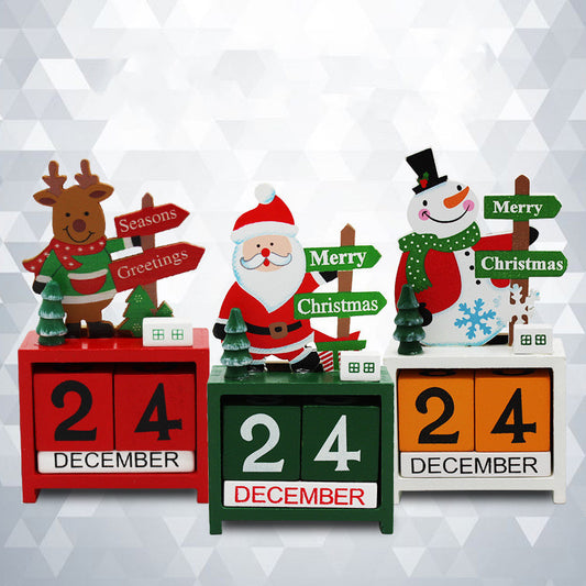 Adornos de calendario navideño de madera