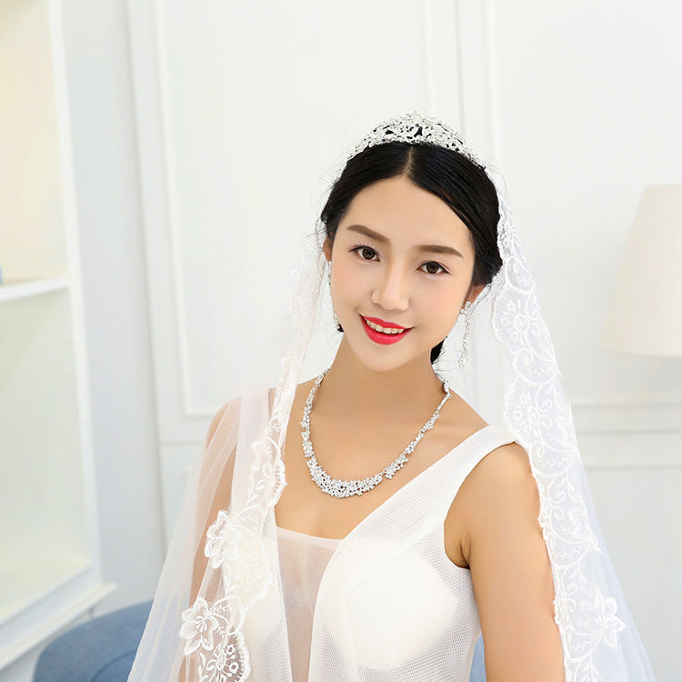 Factory Wholesale Jewelry Necklace Earrings Set Bride Wedding Dress Wedding Diamond Pendant Pendant