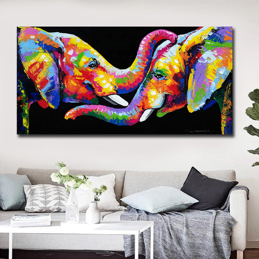 Color Graffiti Elephant Bucket Nose Living Room Wall Canvas Painting