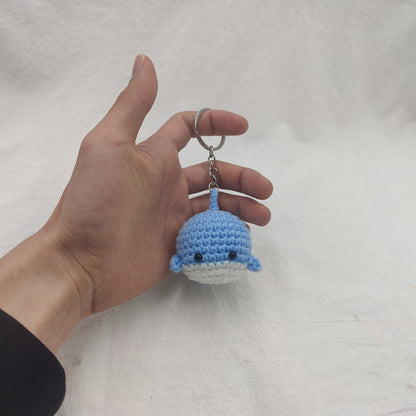 Wool Crocheted Dancing Whale Keychain Cute Handmade Pendant