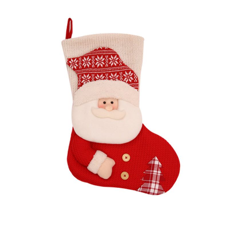 Medias navideñas grandes de punto rojo y blanco, calcetines de Papá Noel para decoración de chimenea, bolsas de regalo de Navidad, porta caramelos, decoración para el hogar 