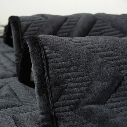 Black Sofa Cushion Winter Plush Thickened Non-slip Sofa Leather Sofa Cover