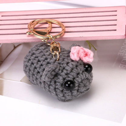 Hand-woven Bee Sad Hamster Keychain