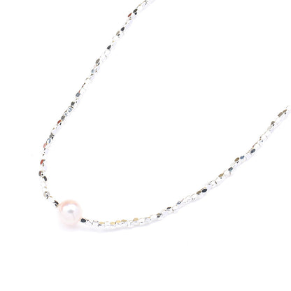 Nuevo y lindo collar de plata rota simple con colgante de perlas naturales y cuentas de colores, cadena para clavícula, accesorios para mujer