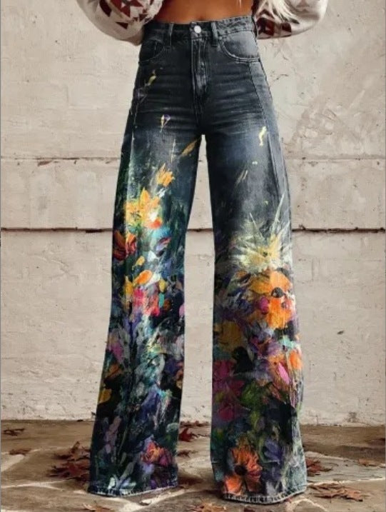 Pantalones vaqueros casuales de talla grande para mujer, de estilo europeo y americano