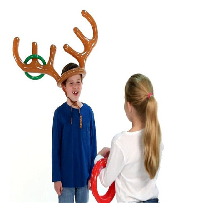 Christmas Game Inflatable Reindeer Antler Hat Ring Toss Christmas Gift