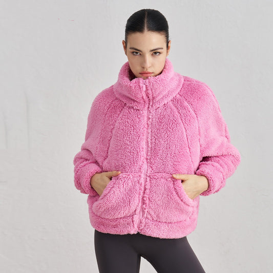 Chaqueta deportiva cálida de felpa para mujer