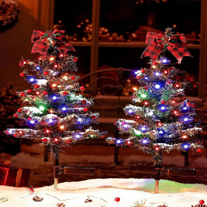 Decoraciones navideñas para exteriores a prueba de agua, árbol de Navidad solar, 2 modos, estaca para patio, luz de camino navideño para decoración de jardín