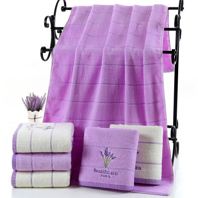 Toalla de baño de puro algodón perfumada con lavanda