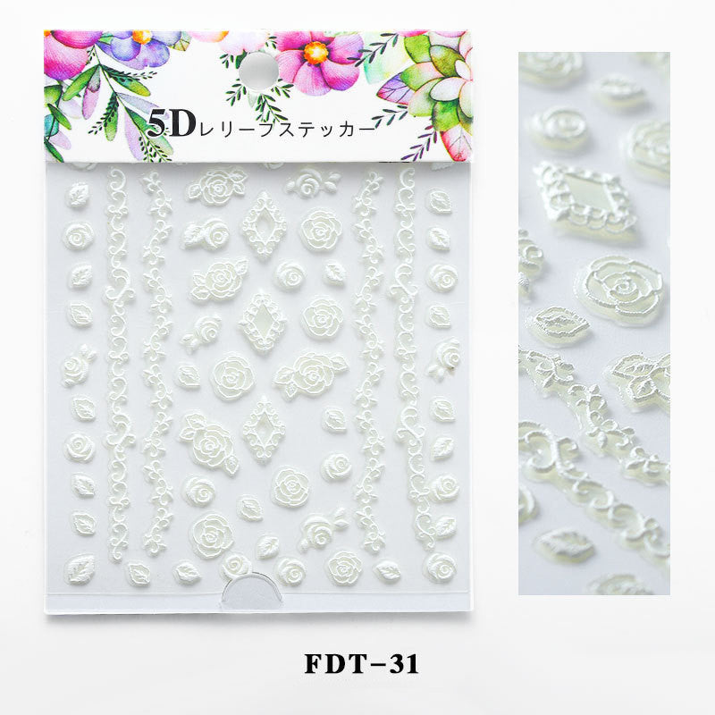 Flower series relief nail stickers