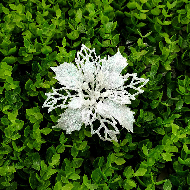 Flores artificiales de Navidad con purpurina, adornos para árboles de Navidad para el hogar, flores falsas, adornos navideños, decoración de Año Nuevo