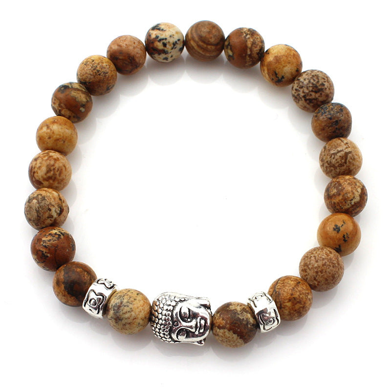 Pulsera de cabeza de Buda de piedra natural