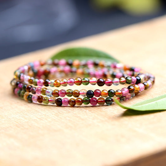 Pulsera multicírculo con piedras preciosas de colores