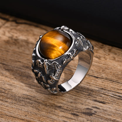 Anillo de acero y titanio de moda para hombre