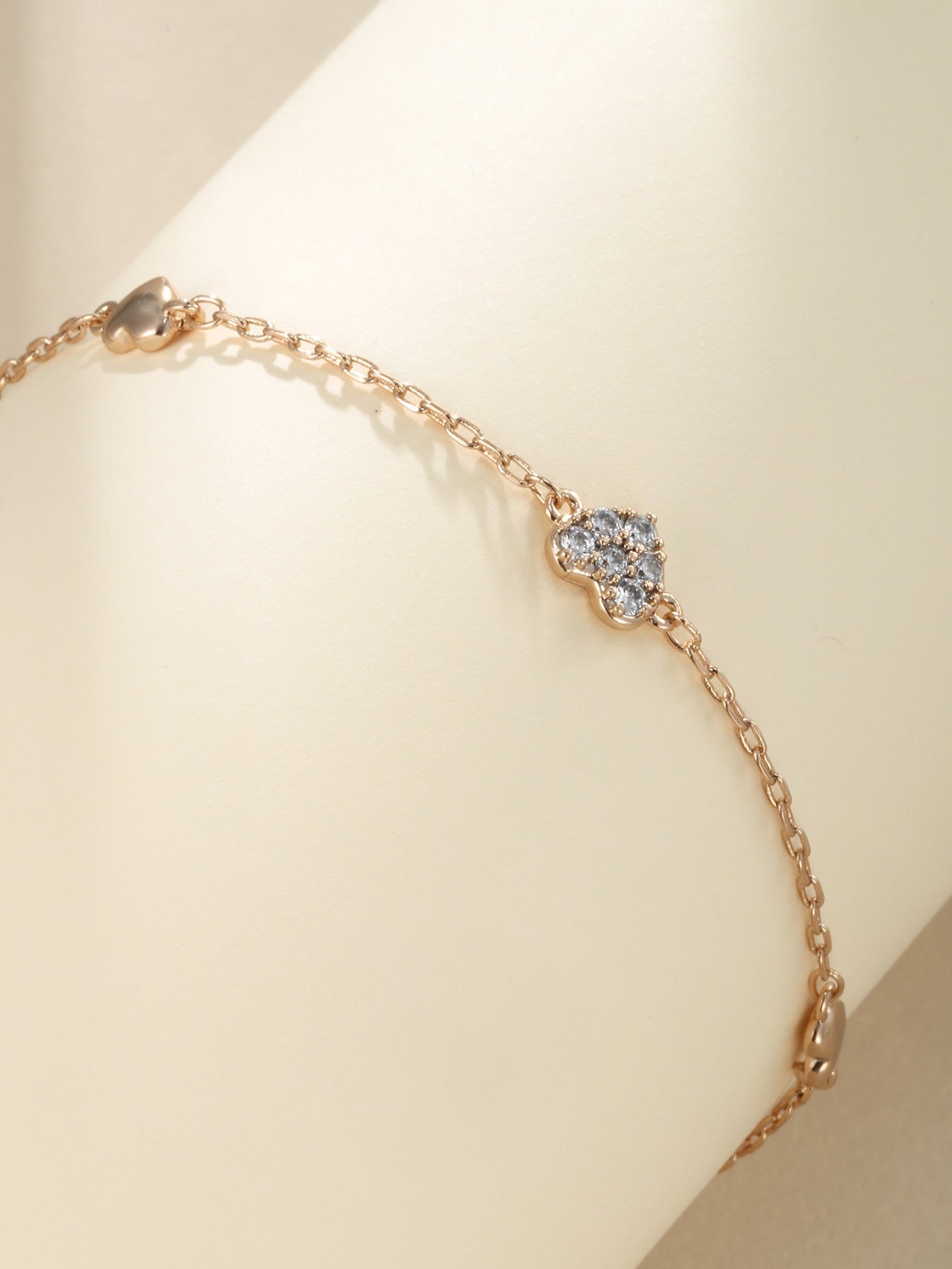 Alloy Plated 18K Gold Heart-shaped Diamond Heart Bracelet Women