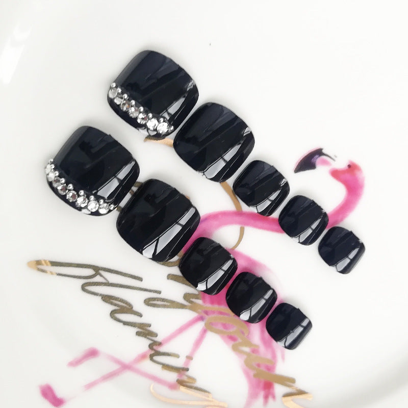 Parche para uñas de los pies con acabado para manicura, diamantes de imitación negros, para uñas de los pies ZD-301