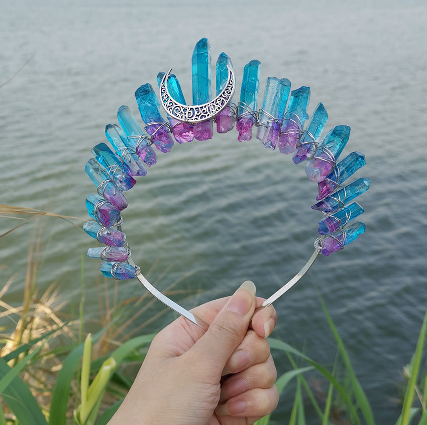 Diadema con accesorios de luna de color sirena