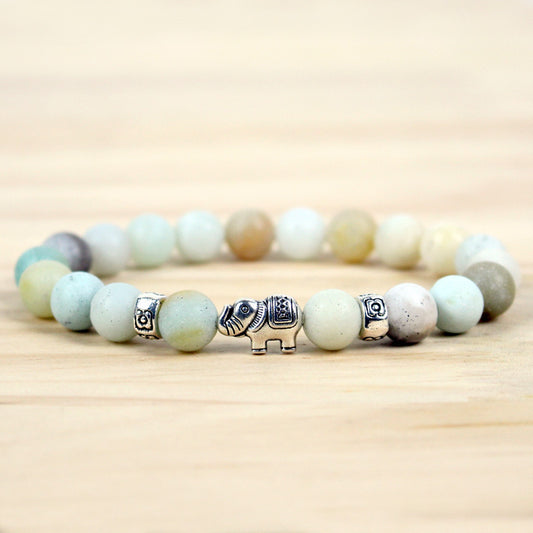 Pulsera de elefante de piedra volcánica natural de 8 mm de colores para hombres